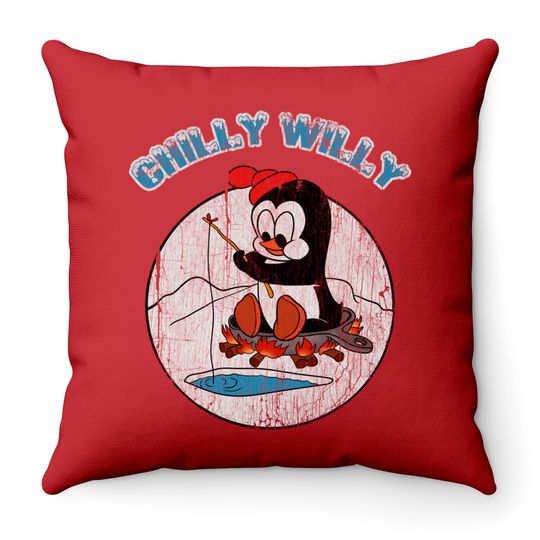 Distressed Chilly willy - Chilly Willy - Throw Pillows