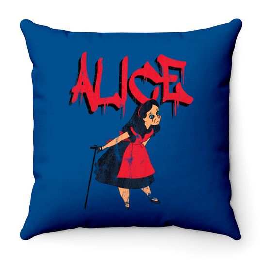 Alice In Wonderland Vs Alice Cooper - Alice Cooper - Throw Pillows