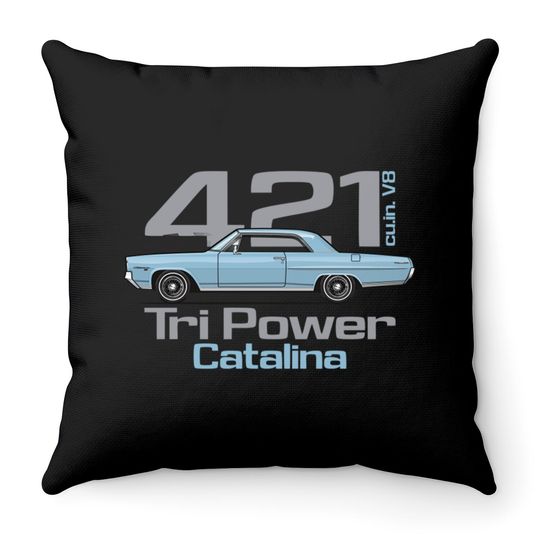 Tri Power 421-Skyline Blue - 64 Pontiac Catalina - Throw Pillows