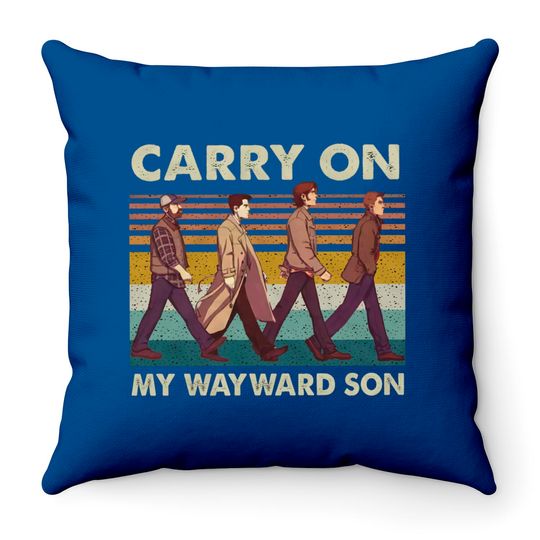 Supernatural Carry On My Wayward Son Abbey Road Vintage Throw Pillows