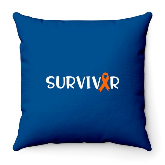 Survivor, Leukemia Cancer Awareness Throw Pillows, Leukemia Awareness, Personalization, Orange Ribbon Throw Pillows, Stronger Than Cancer,