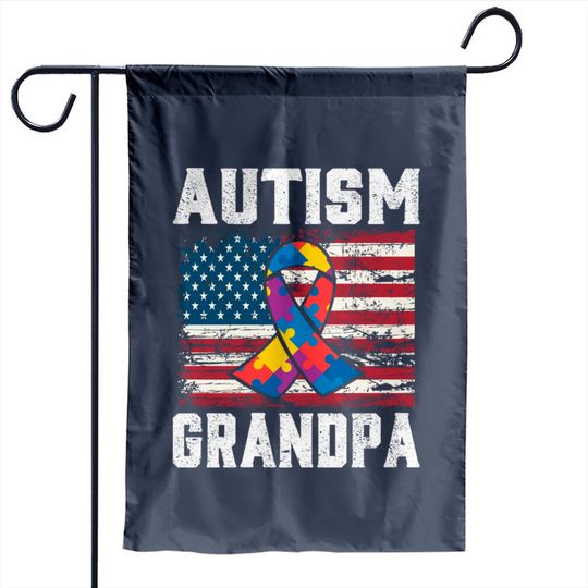 Autism Grandpa American Flag - Autism Awareness - Garden Flags