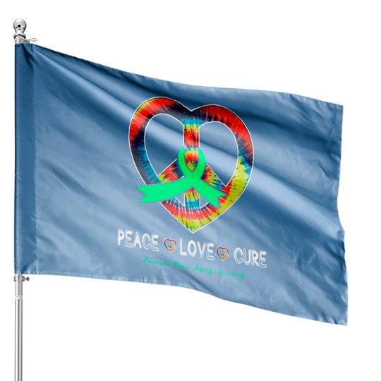 Peace Love Cure Traumatic Brain Injury Awareness Ribbon Gift - Support Traumatic Brain Injury Survivor - House Flags