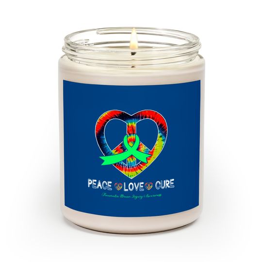 Peace Love Cure Traumatic Brain Injury Awareness Ribbon Gift - Support Traumatic Brain Injury Survivor - Scented Candles