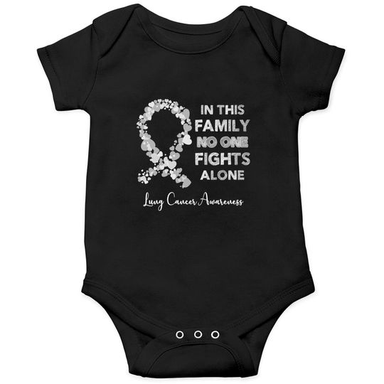 In This Family No One Fight Alone Lung Cancer Awareness Pearl Ribbon Warrior - Lung Cancer Awareness - Onesies