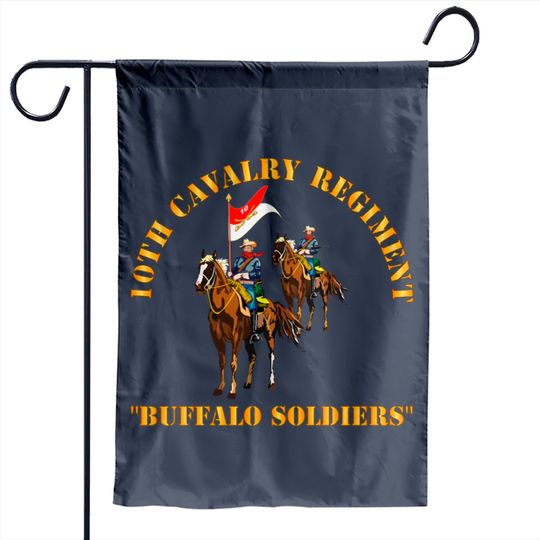 10th Cavalry Regiment w Cavalrymen - Buffalo Soldiers - 10th Cavalry Regiment W Cavalrymen Bu - Garden Flags