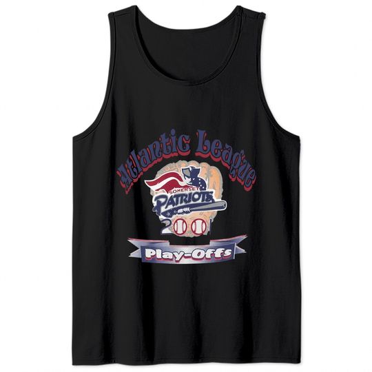 Vintage 2001 Somerset Patriots Atlantic League Playoffs Tank Tops, Somerset Patriots Baseball Team Shirt