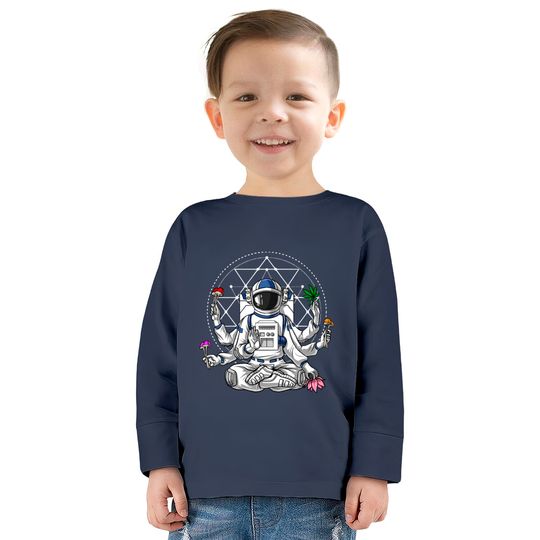 Astronaut Psychedelic Meditation  Kids Long Sleeve T-Shirts