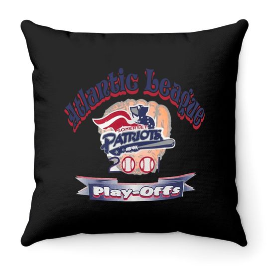 Vintage 2001 Somerset Patriots Atlantic League Playoffs Throw Pillows, Somerset Patriots Baseball Team Throw Pillow
