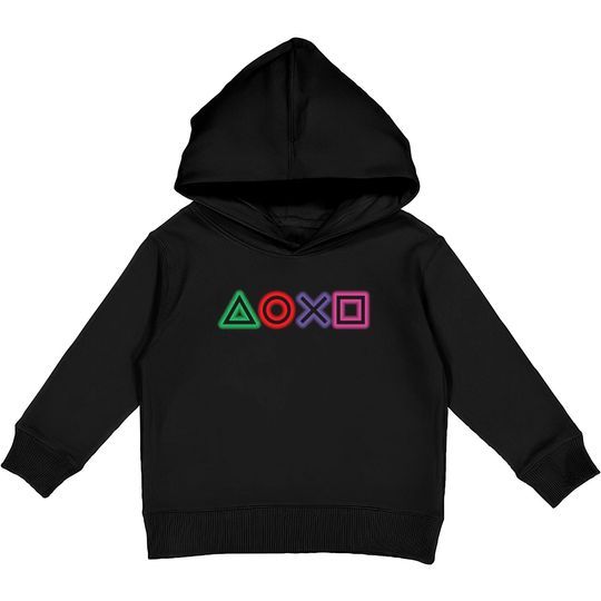 playstation buttons glow Kids Pullover Hoodies