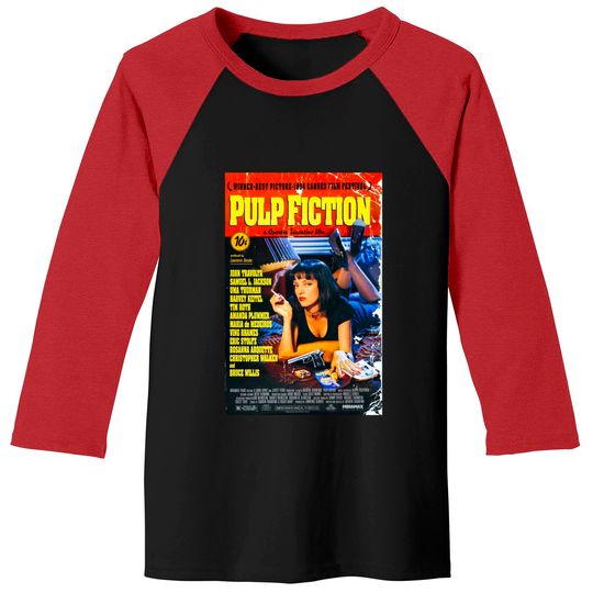 Pulp Fiction Baseball Tees Movie Poster Tarantino 90s Cult Film Cool Gift Tee