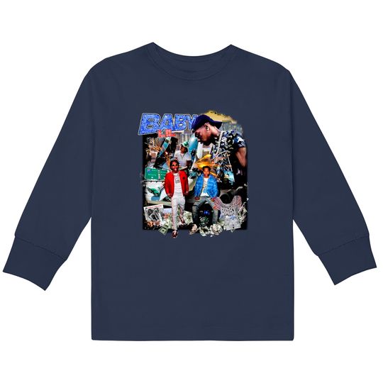 Lil Baby Vintage 90s shirt. Lil Baby Rapper Hip hop  Kids Long Sleeve T-Shirts