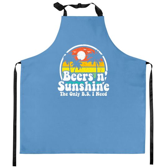 The Only BS I Need Is Beers and Sunshine Retro Beach Kitchen Aprons
