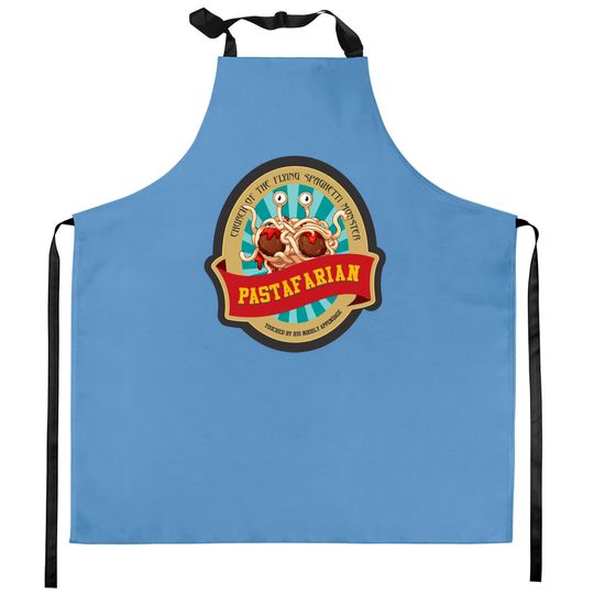 church of flying spaghetti monster Kitchen Aprons