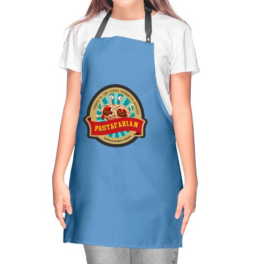 church of flying spaghetti monster Kitchen Aprons