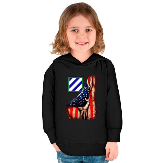 3rd Infantry Division American Flag Kids Pullover Hoodies