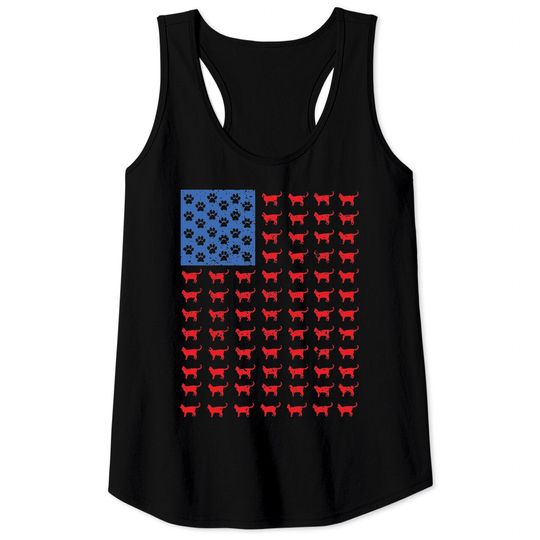 Distressed Patriotic Cat Shirt for Men Women and Kids Tank Tops