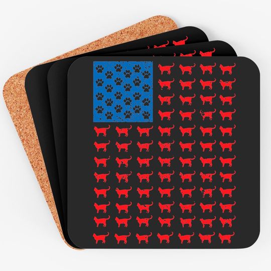 Distressed Patriotic Cat Coaster for Men Women and Kids Coasters