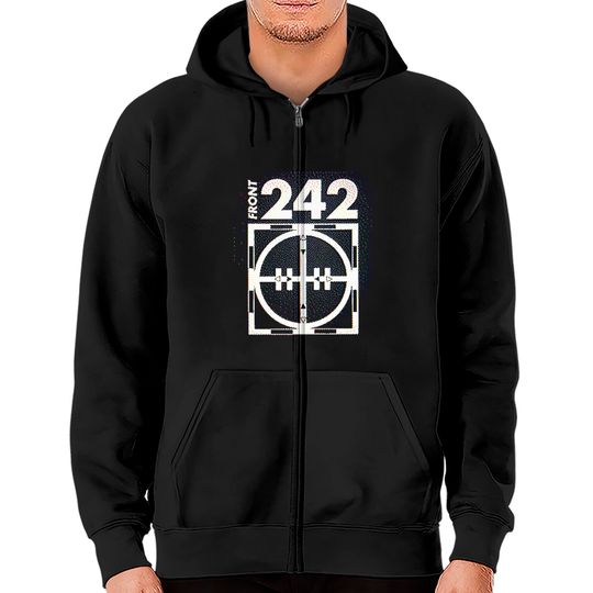 Front 242 †† Glitch 3D Logo Fanart Design - Front 242 - Zip Hoodies