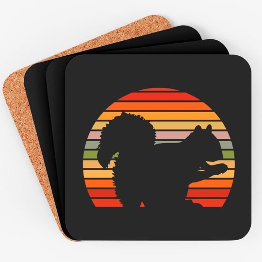 Cool Retro Squirrel Sunset - Squirrel - Coasters