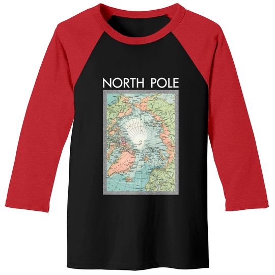 North Pole Vintage Map - North Pole - Baseball Tees