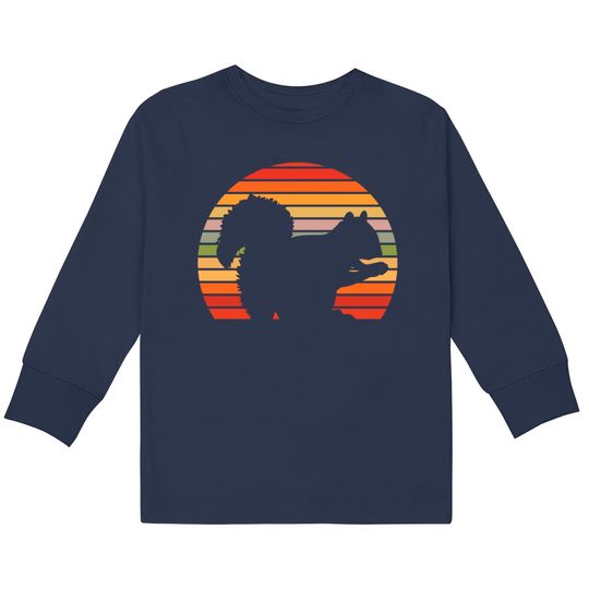 Cool Retro Squirrel Sunset - Squirrel -  Kids Long Sleeve T-Shirts