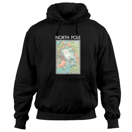 North Pole Vintage Map - North Pole - Hoodies