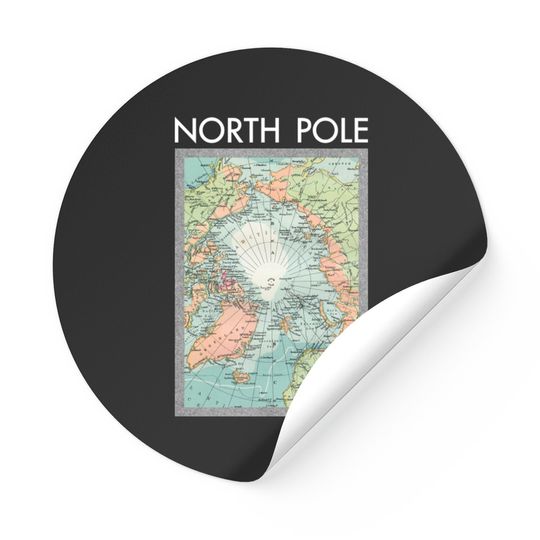 North Pole Vintage Map - North Pole - Stickers