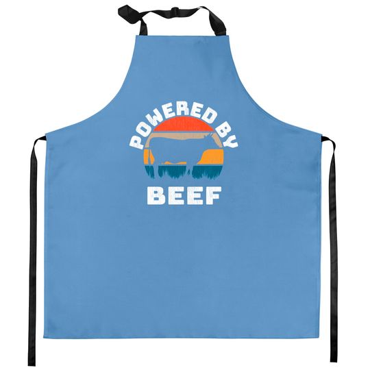 Powered by Beef. Brisket, Ribs Steak doesn't matter we eat all the BBQ Meat - Powered By Beef - Kitchen Aprons