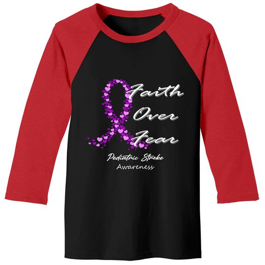 Pediatric Stroke Awareness Faith Over Fear - In This Family We Fight Together - Pediatric Stroke Awareness - Baseball Tees