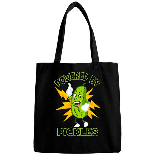 Funny Powered By Pickles Great Pickle Lover Gift Idea - Pickle - Bags