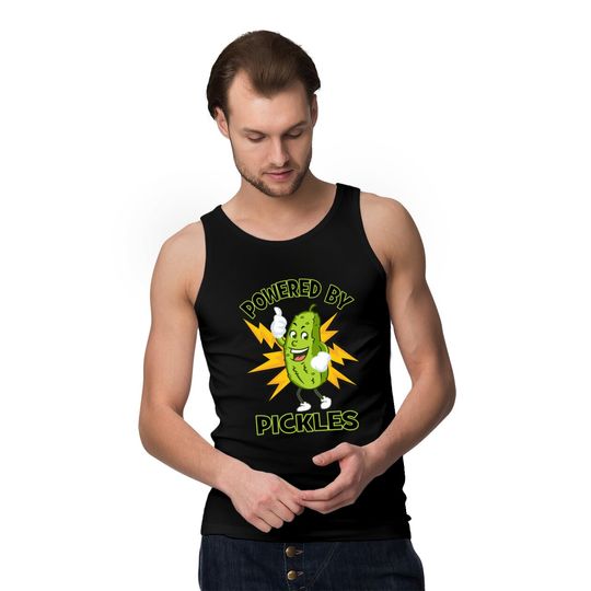 Funny Powered By Pickles Great Pickle Lover Gift Idea - Pickle - Tank Tops