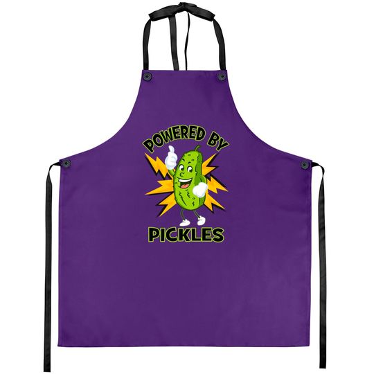 Funny Powered By Pickles Great Pickle Lover Gift Idea - Pickle - Aprons