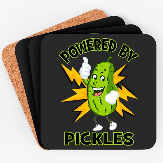 Funny Powered By Pickles Great Pickle Lover Gift Idea - Pickle - Coasters