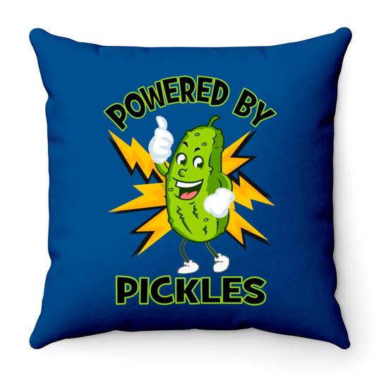 Funny Powered By Pickles Great Pickle Lover Gift Idea - Pickle - Throw Pillows