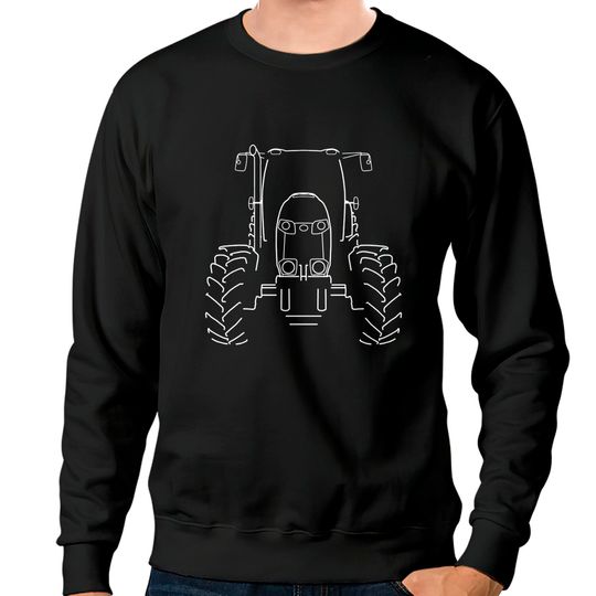 Farm tractor white outline graphic - Tractor - Sweatshirts