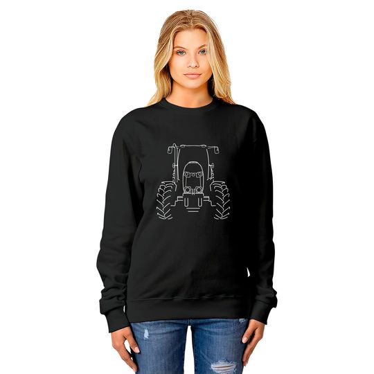Farm tractor white outline graphic - Tractor - Sweatshirts