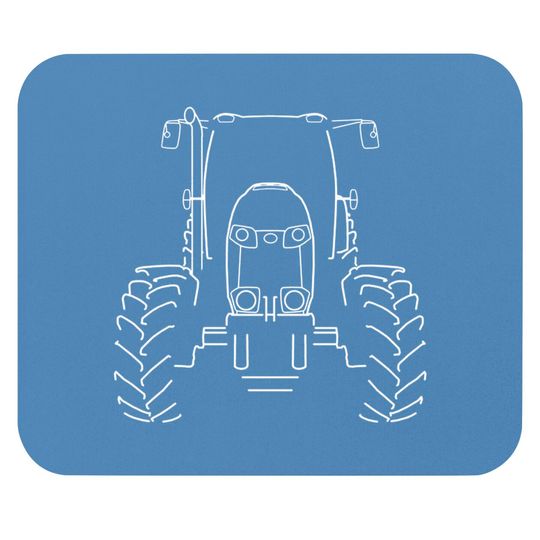 Farm tractor white outline graphic - Tractor - Mouse Pads