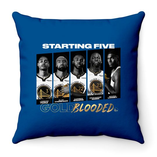 Warriors Gold Blooded Throw Pillow, Standing Five Gold Blooded Throw Pillows,