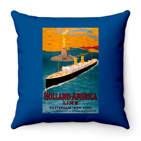 Vintage Travel Poster USA Holland America Line - Holland - Throw Pillows