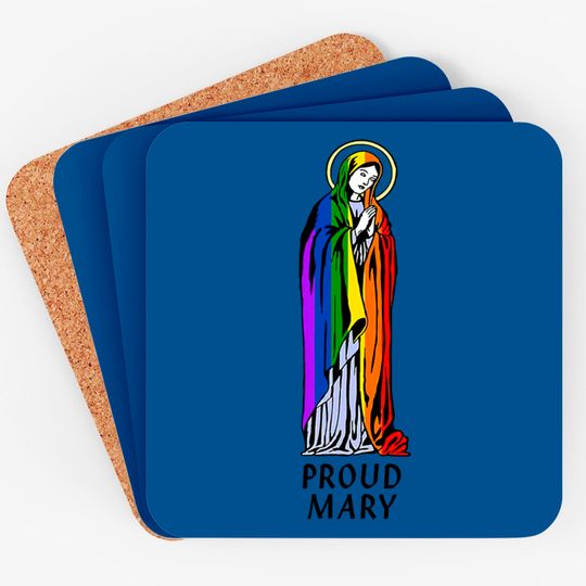 Mother Mary Coaster, Mother Mary Gift, Christian Coaster, Christian Gift, Proud Mary Rainbow Flag Lgbt Gay Pride Support Lgbtq Parade Coasters
