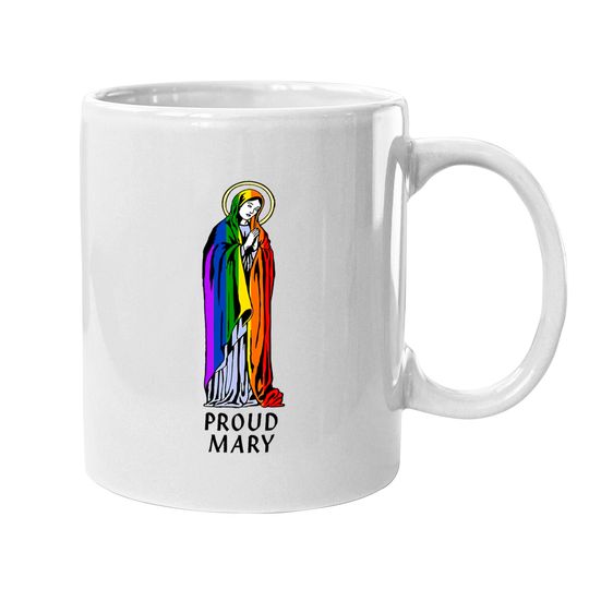 Mother Mary Mug, Mother Mary Gift, Christian Mug, Christian Gift, Proud Mary Rainbow Flag Lgbt Gay Pride Support Lgbtq Parade Mugs