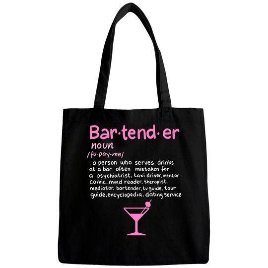 Bartender Noun Definition T Shirt Funny Cocktail B Bags
