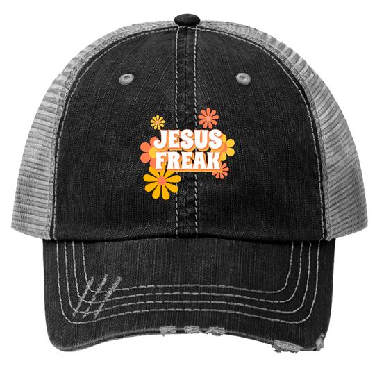 Retro Jesus freak hippie flowers-vintage Jesus Trucker Hats