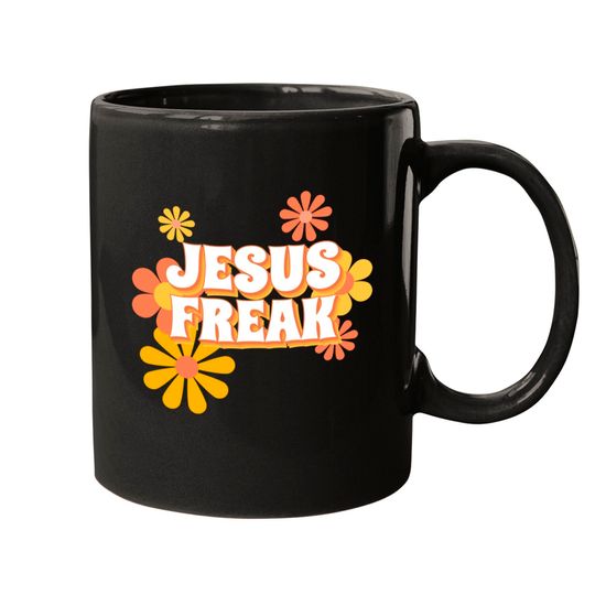 Retro Jesus freak hippie flowers-vintage Jesus Mugs