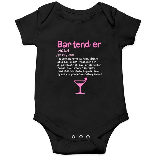Bartender Noun Definition Onesies Funny Cocktail B Onesies