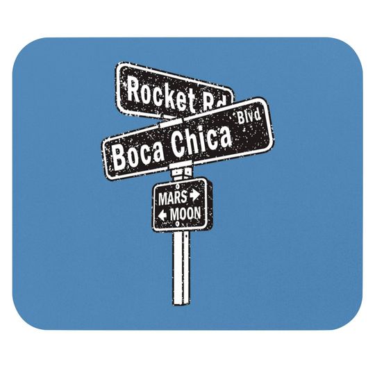SpaceX Boca Chica Road Sign distressed design Mouse Pads