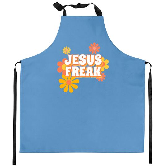 Retro Jesus freak hippie flowers-vintage Jesus Kitchen Aprons