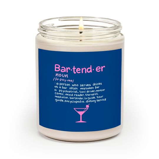 Bartender Noun Definition Scented Candle Funny Cocktail B Scented Candles