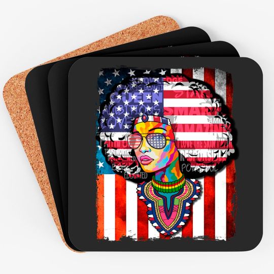 Afro Women Flag - Black History Coaster Coasters